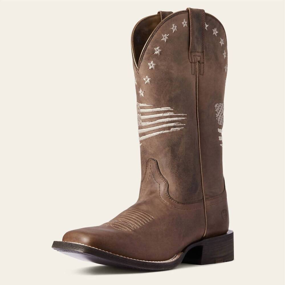 NEW ARIAT women's circuit patriot weathered leather western boot in tan